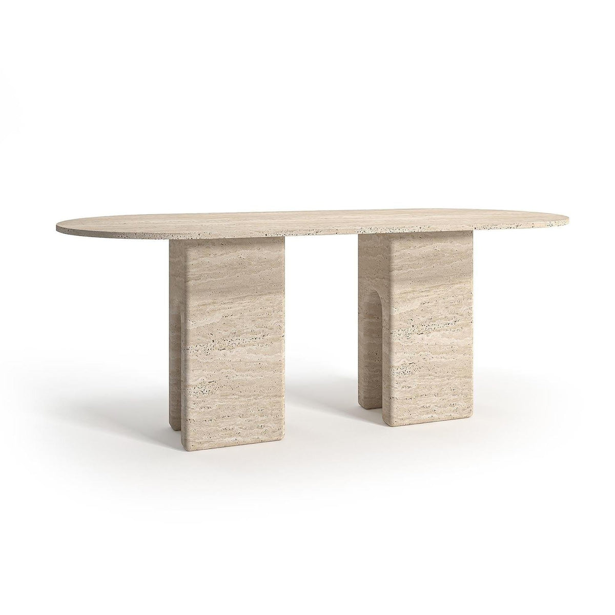 Tahoe oval travertine dining table