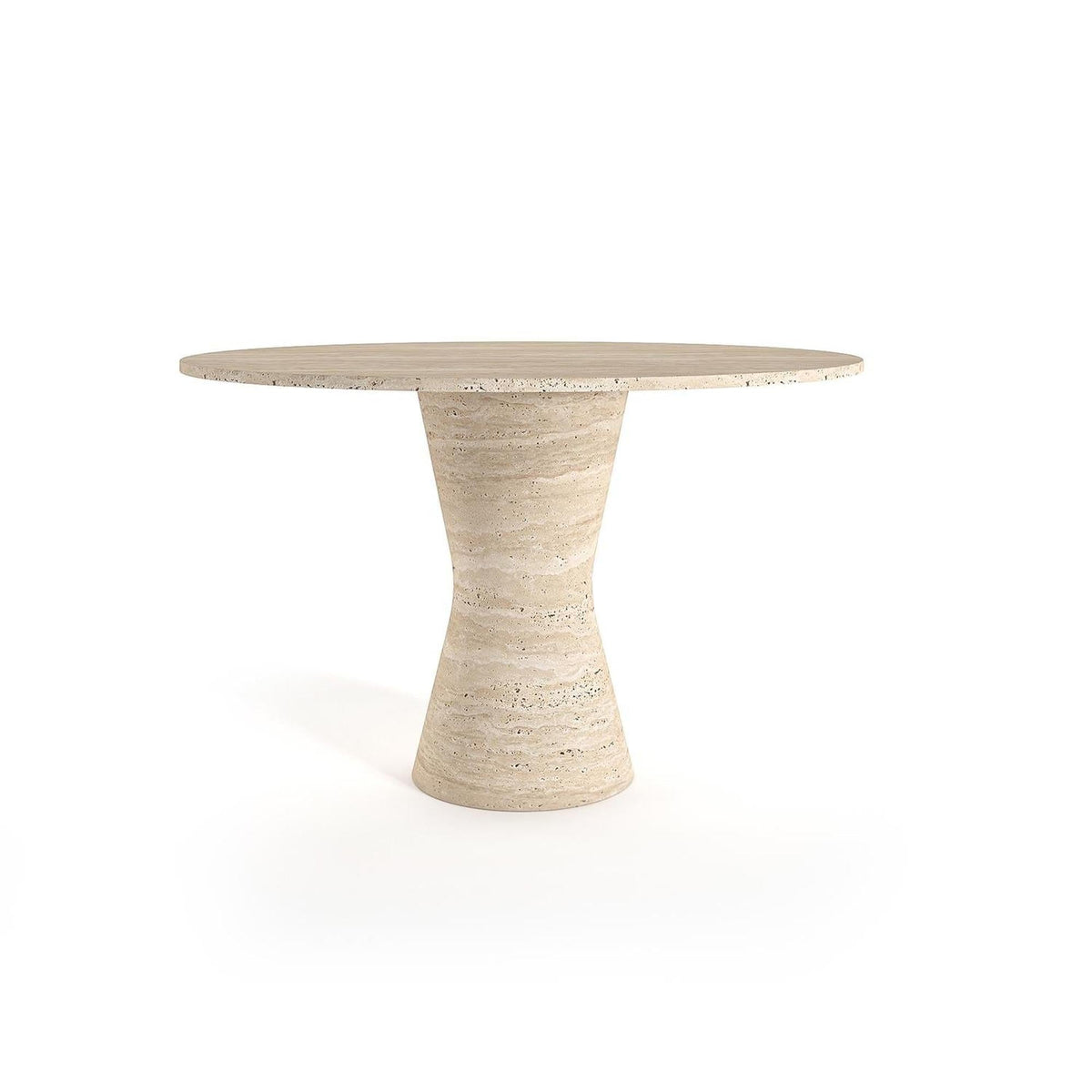 Geddes Round Travertine Dining Table