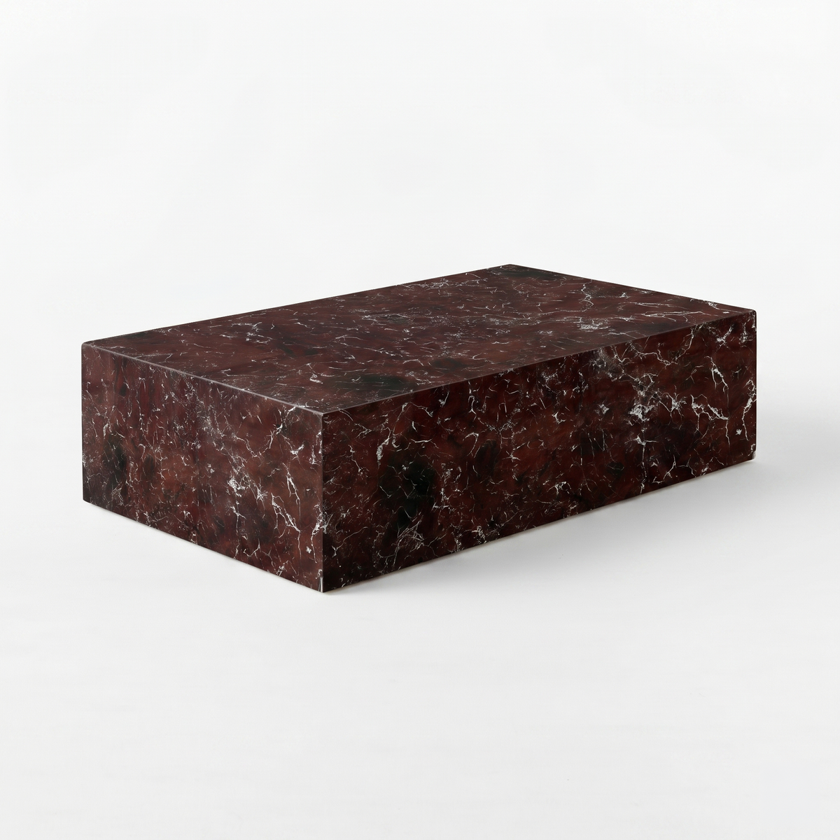 Blanc Rectangular Rosso Levanto Red Marble Plinth Coffee Table