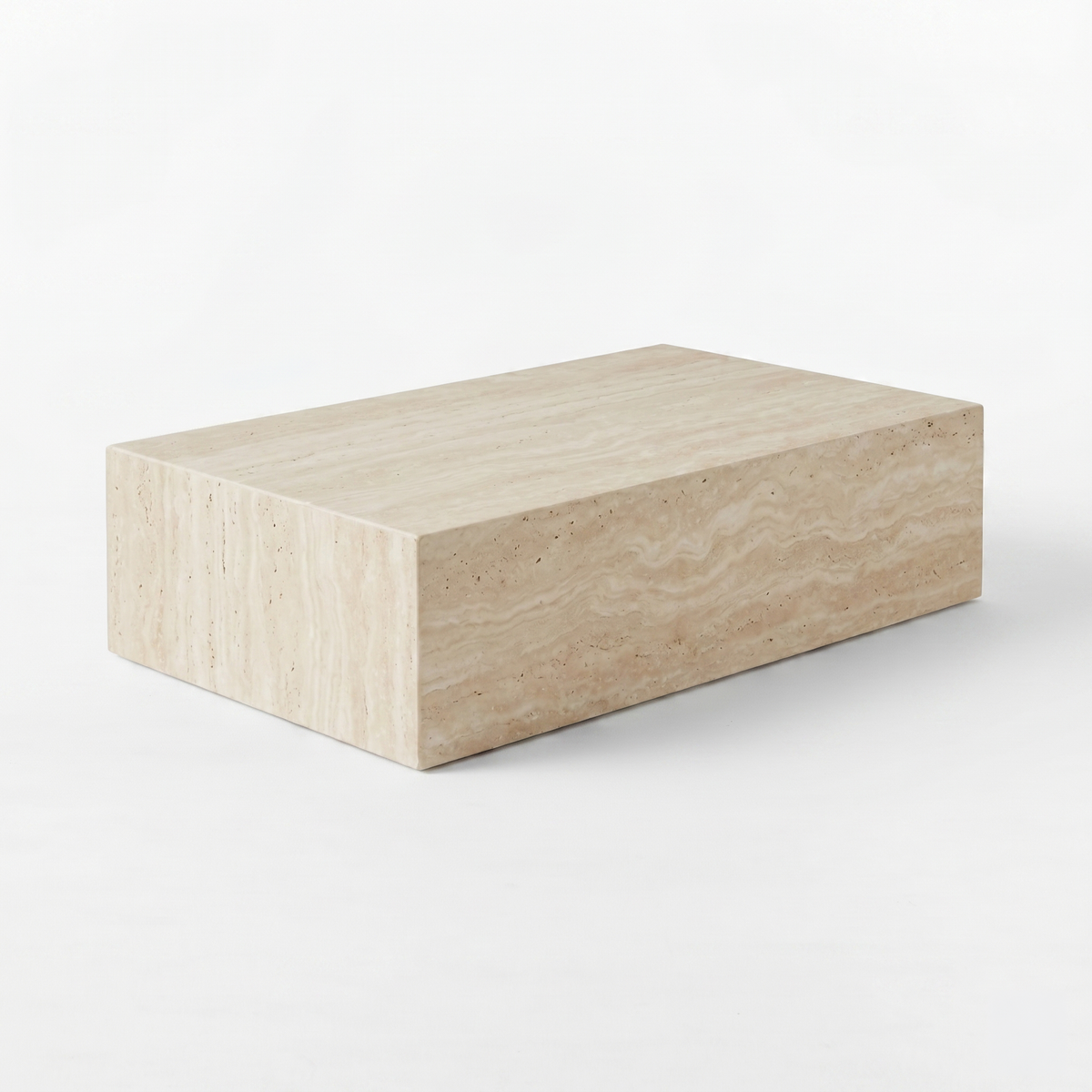 Blanc Rectangular Travertine Plinth Coffee Table