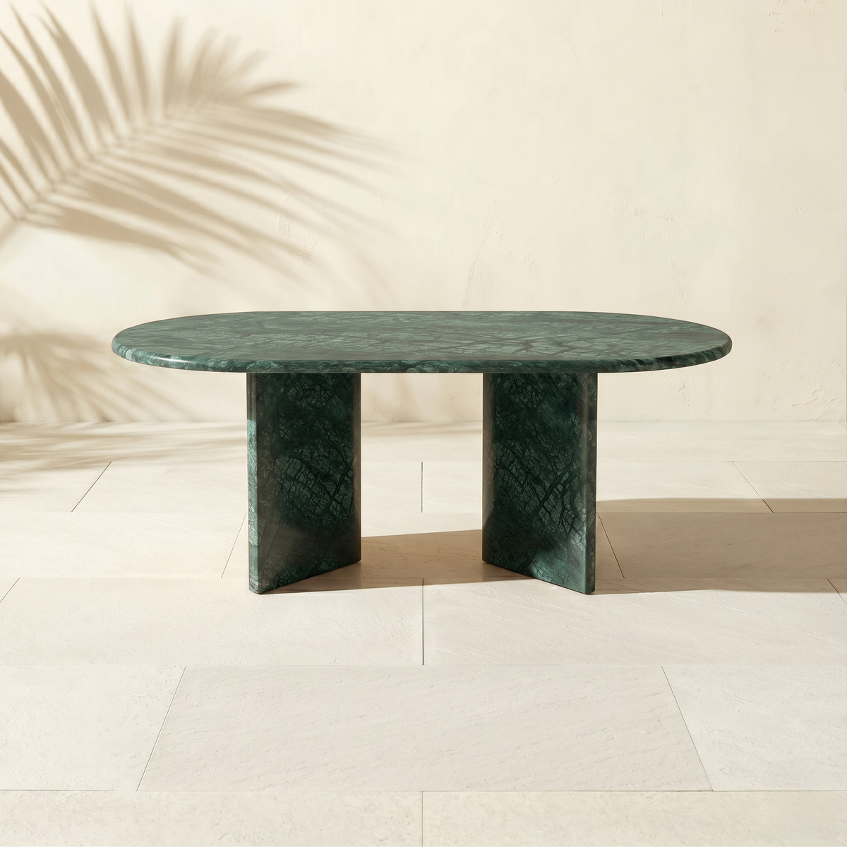 Brent Oval Verde Guatemala Green Marble Coffee Table