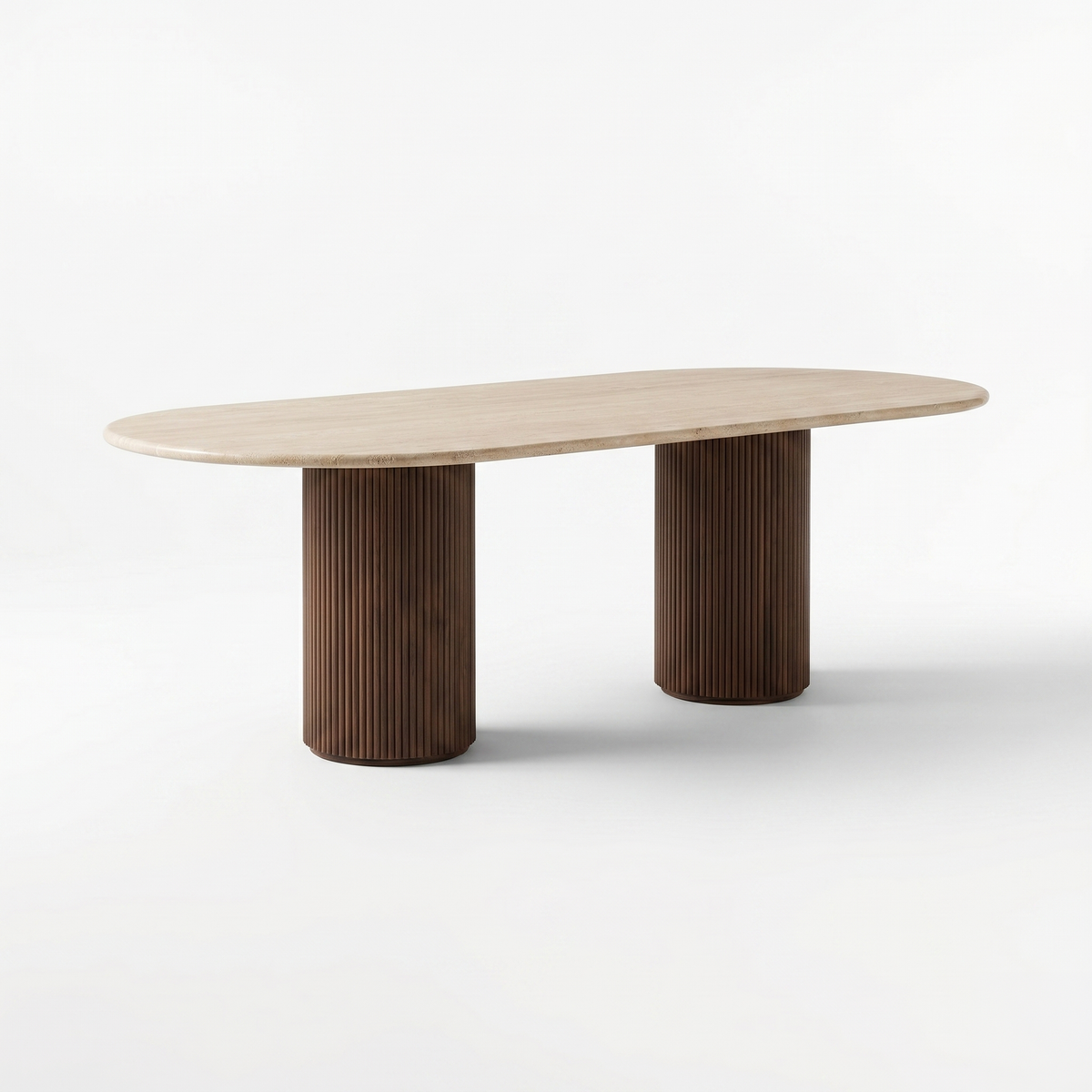 Charles Oval Travertine Dining Table