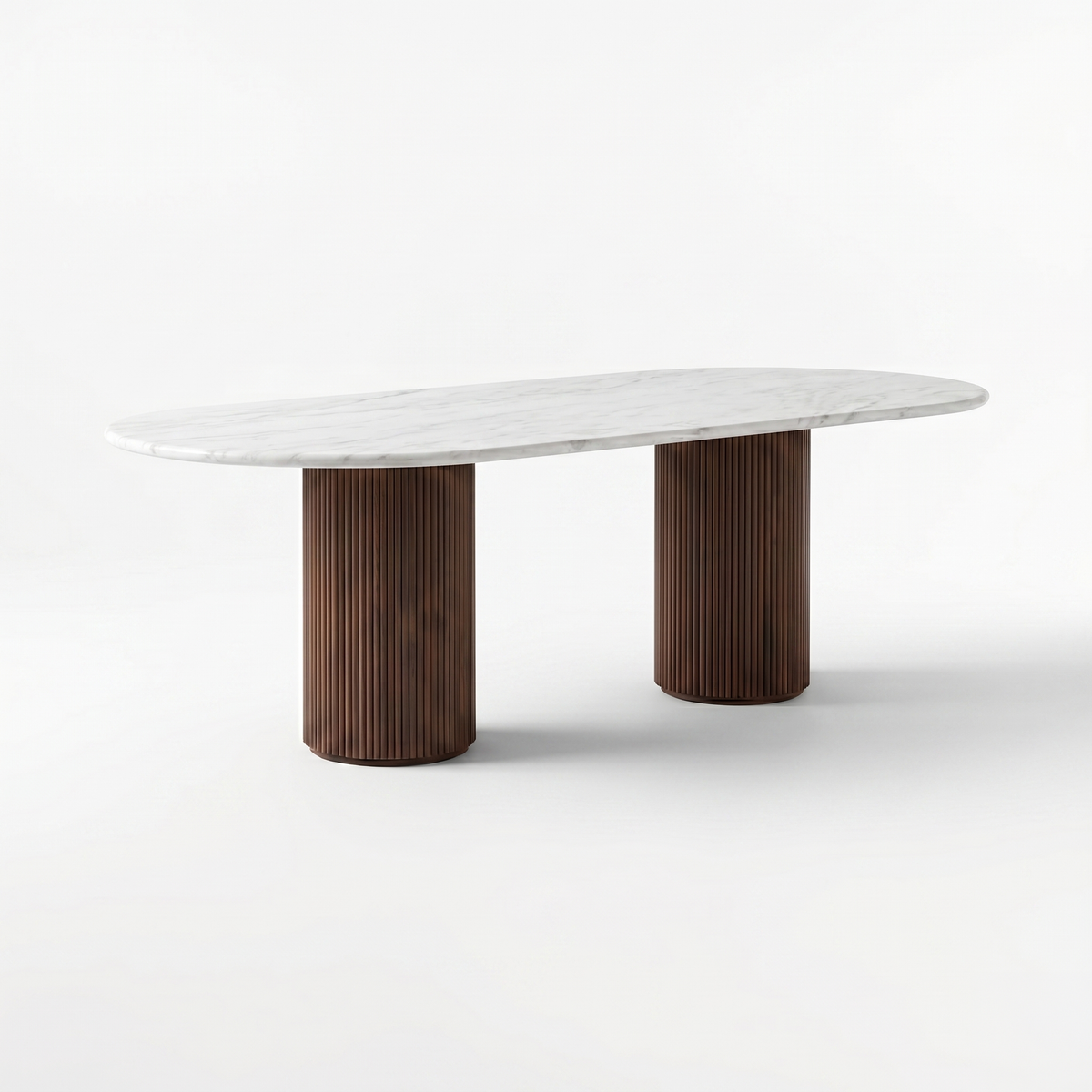 Charles Oval Volakas Light White Marble Dining Table