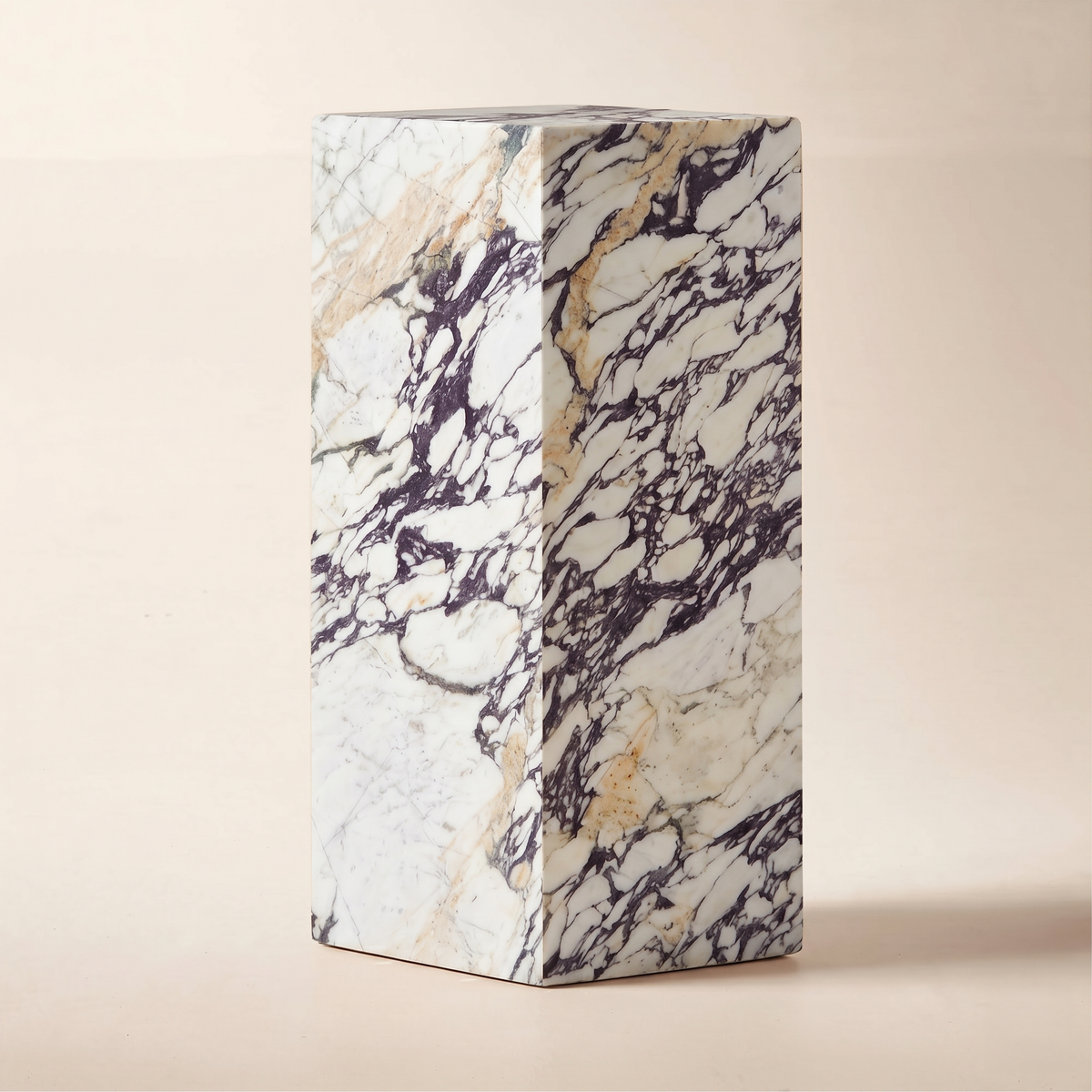 Colo Calacatta Viola White Marble Plinth Side Table
