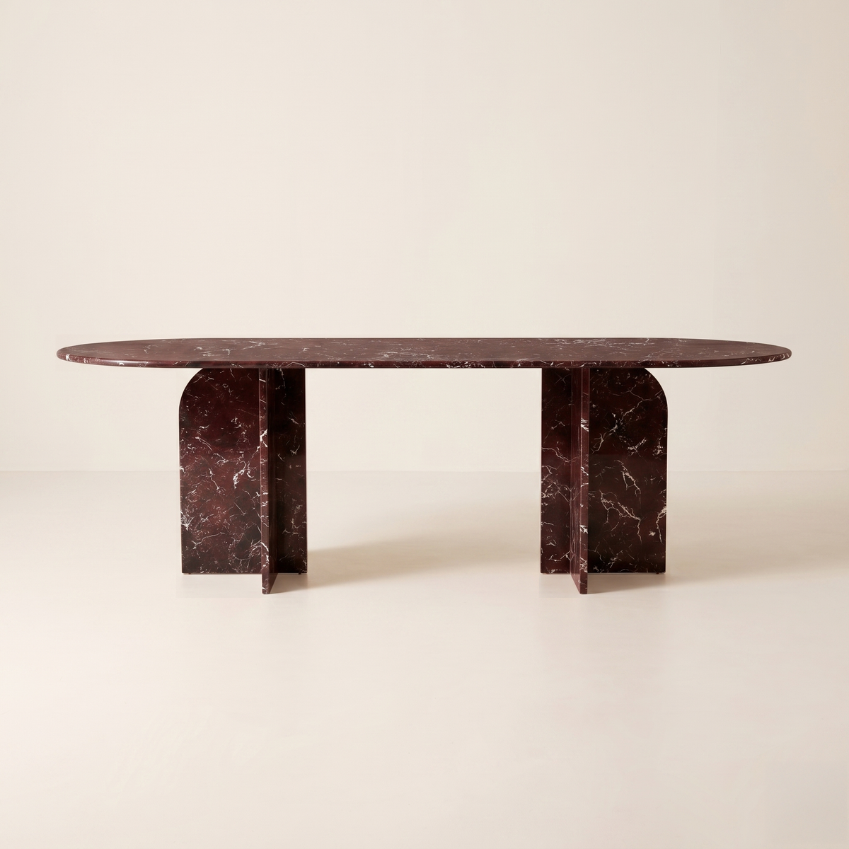 Elio Oval Rosso Levanto Red Marble Dining Table