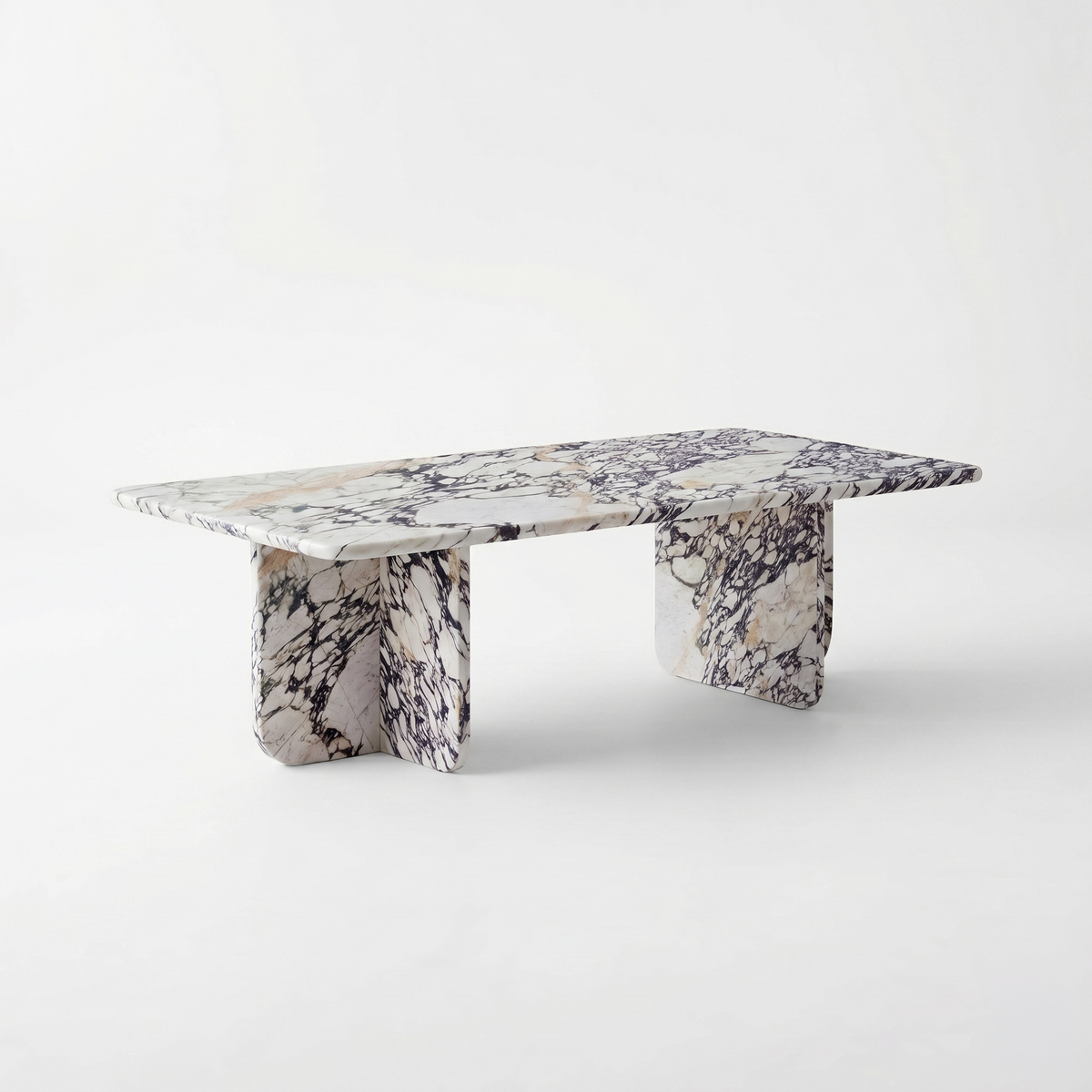 Estel Rectangular Calacatta Viola White Marble Coffee Table