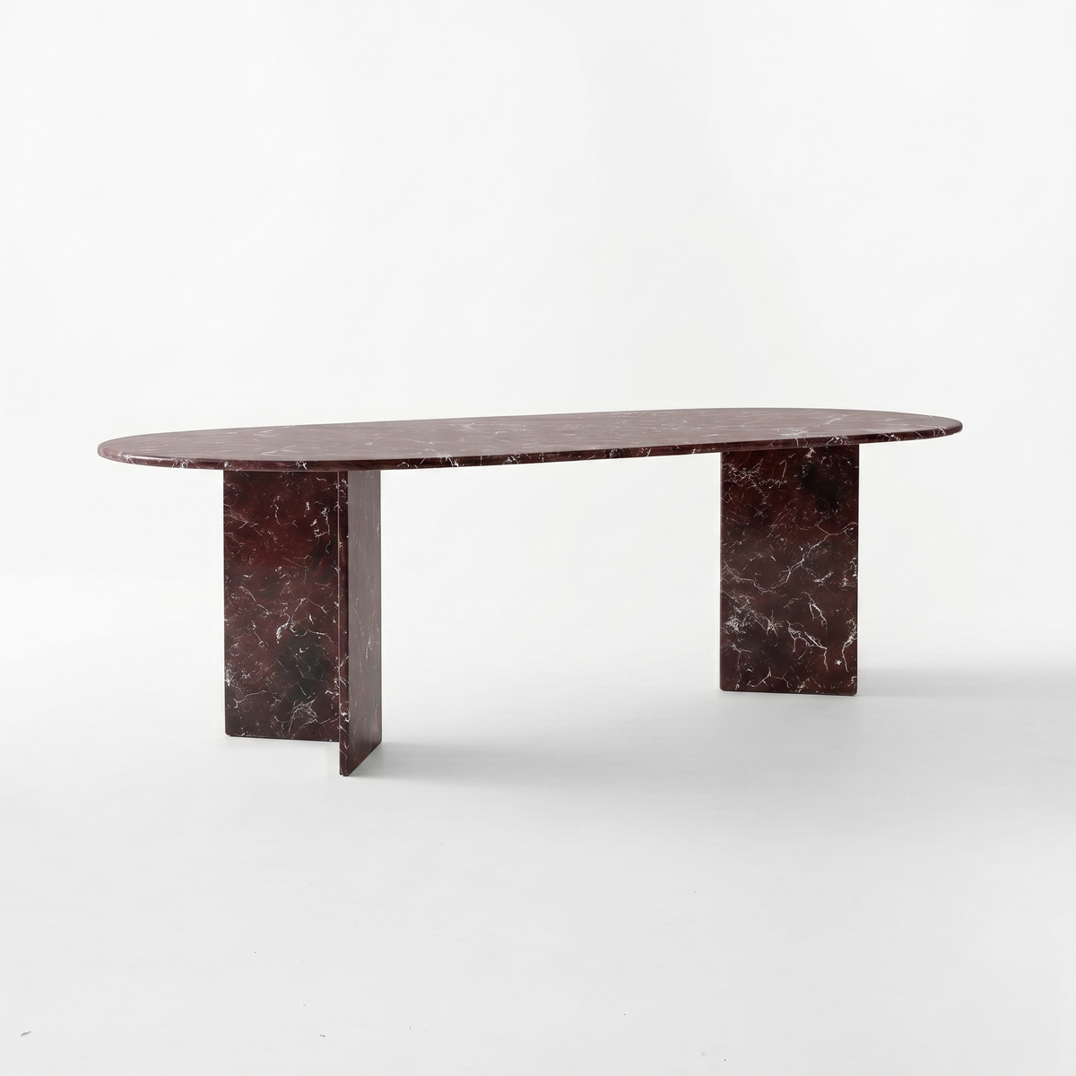 Finn Oval Rosso Levanto Red Marble Dining Table