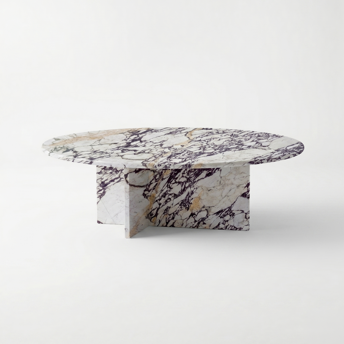 Gigi Round Calacatta Viola White Marble Coffee Table