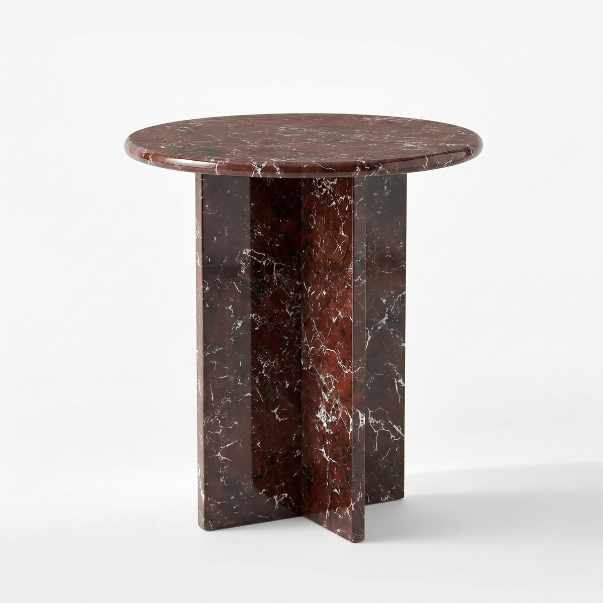 Ole Round Rosso Levanto Red Marble Side Table