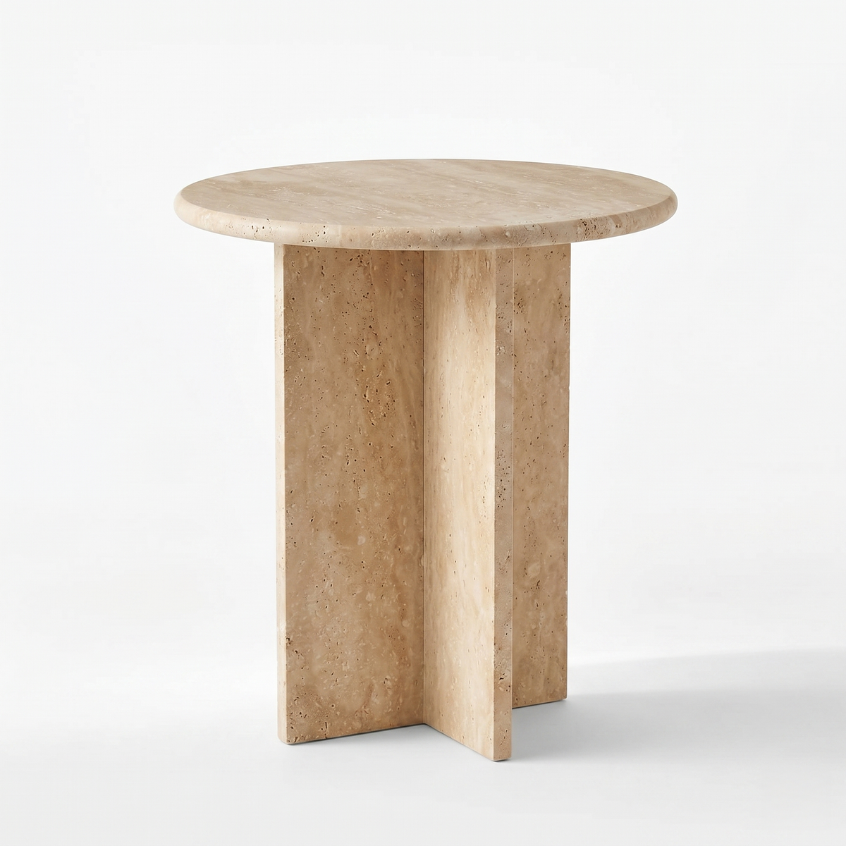 Ole Round Travertine Side Table