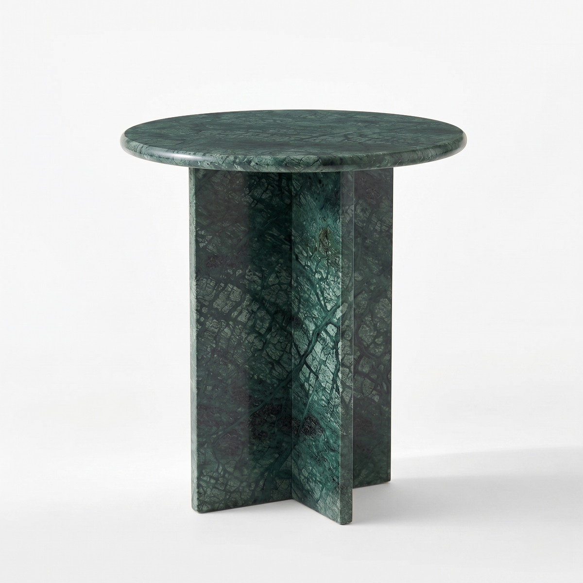 Ole Round Verde Guatemala Green Marble Side Table