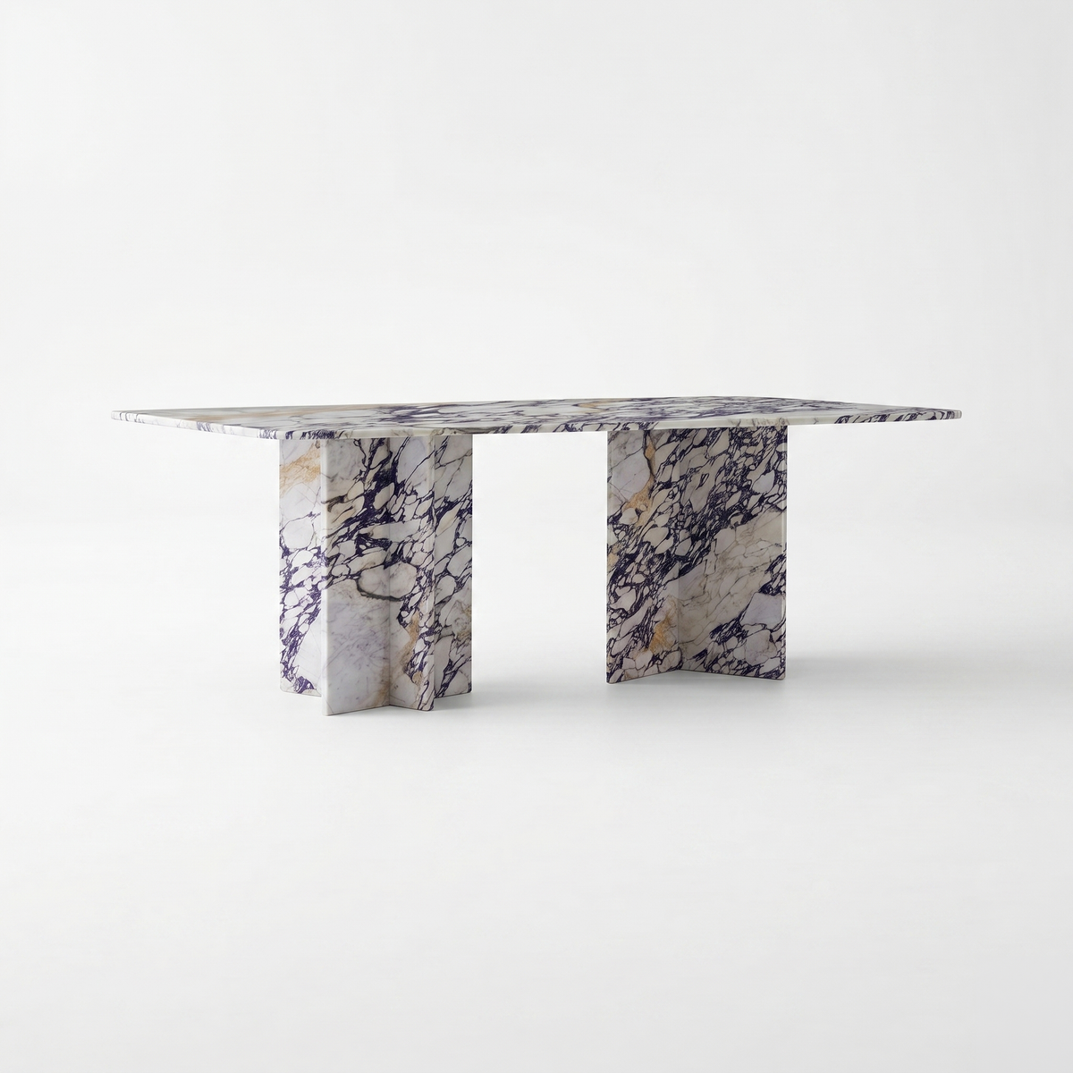 Palermo Rectangular Calacatta Viola White Marble Dining Table